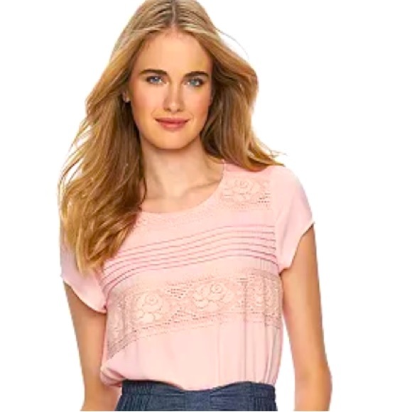 LC Lauren Conrad Tops - LC Lauren Conrad Lace Striped tee size xl